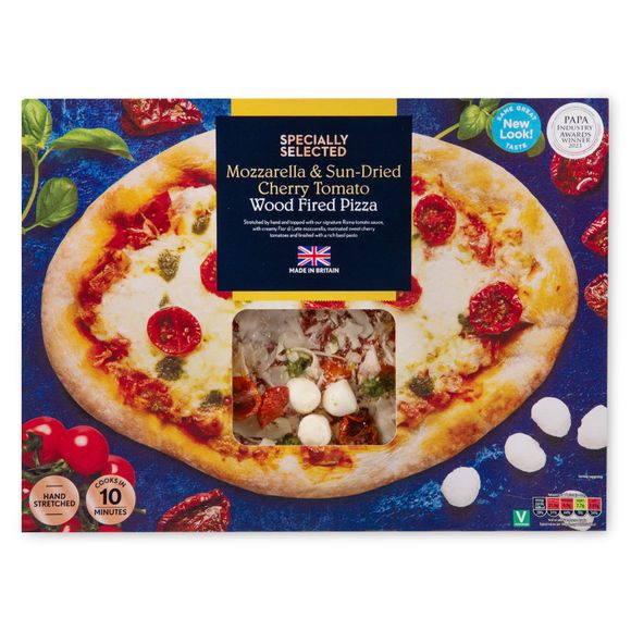 Specially Selected Mozzarella & Sun-dried Cherry Tomato Wood Fired Sourdough Pizza 490g